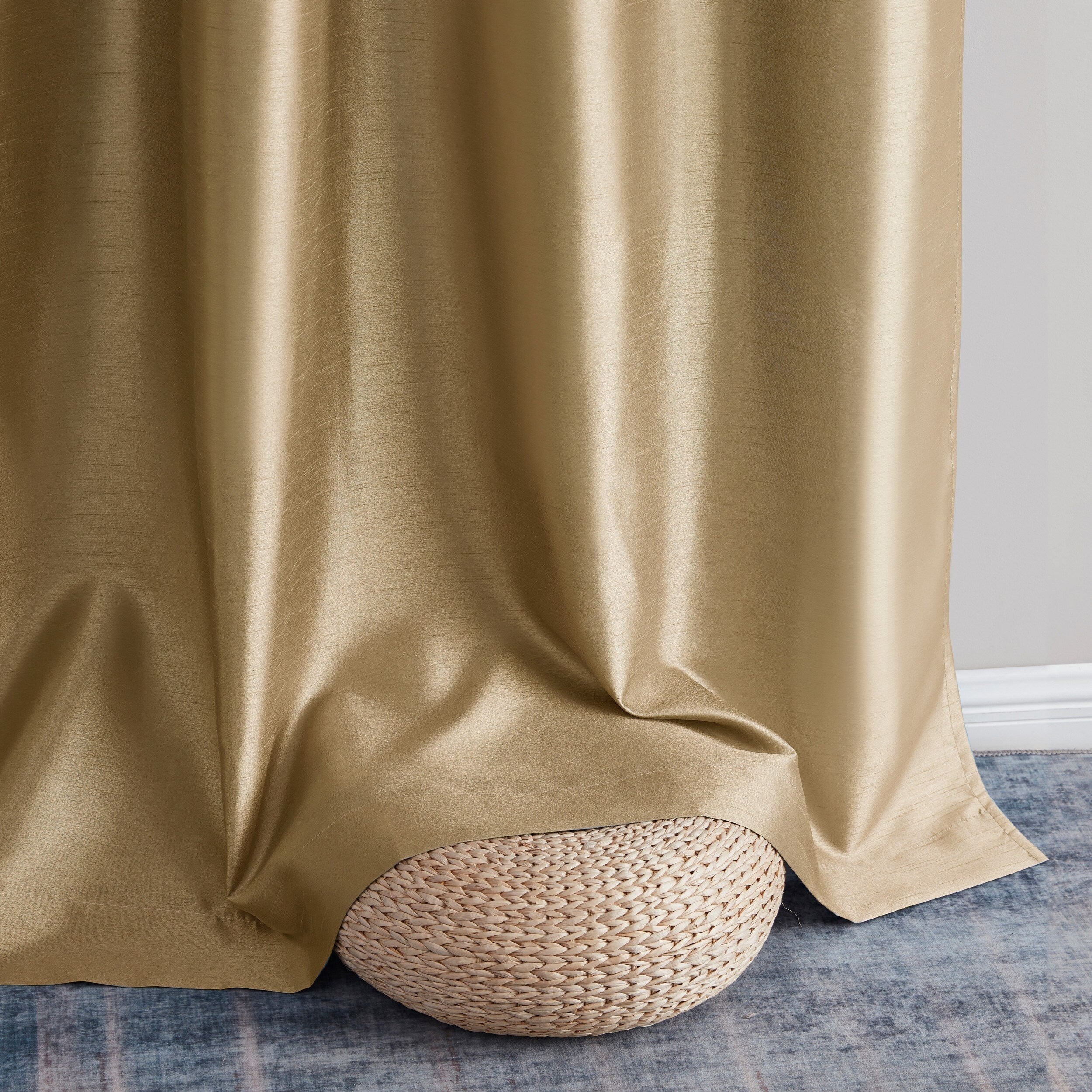 HLC.me Jefferson Rideau de fenêtre semi-transparent en imitation soie, filtrant la lumière, doublé, à œillets, pour chambre à coucher, 2 panneaux