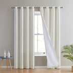 HLC.me Jefferson Rideau de fenêtre semi-transparent en imitation soie, filtrant la lumière, doublé, à œillets, pour chambre à coucher, 2 panneaux