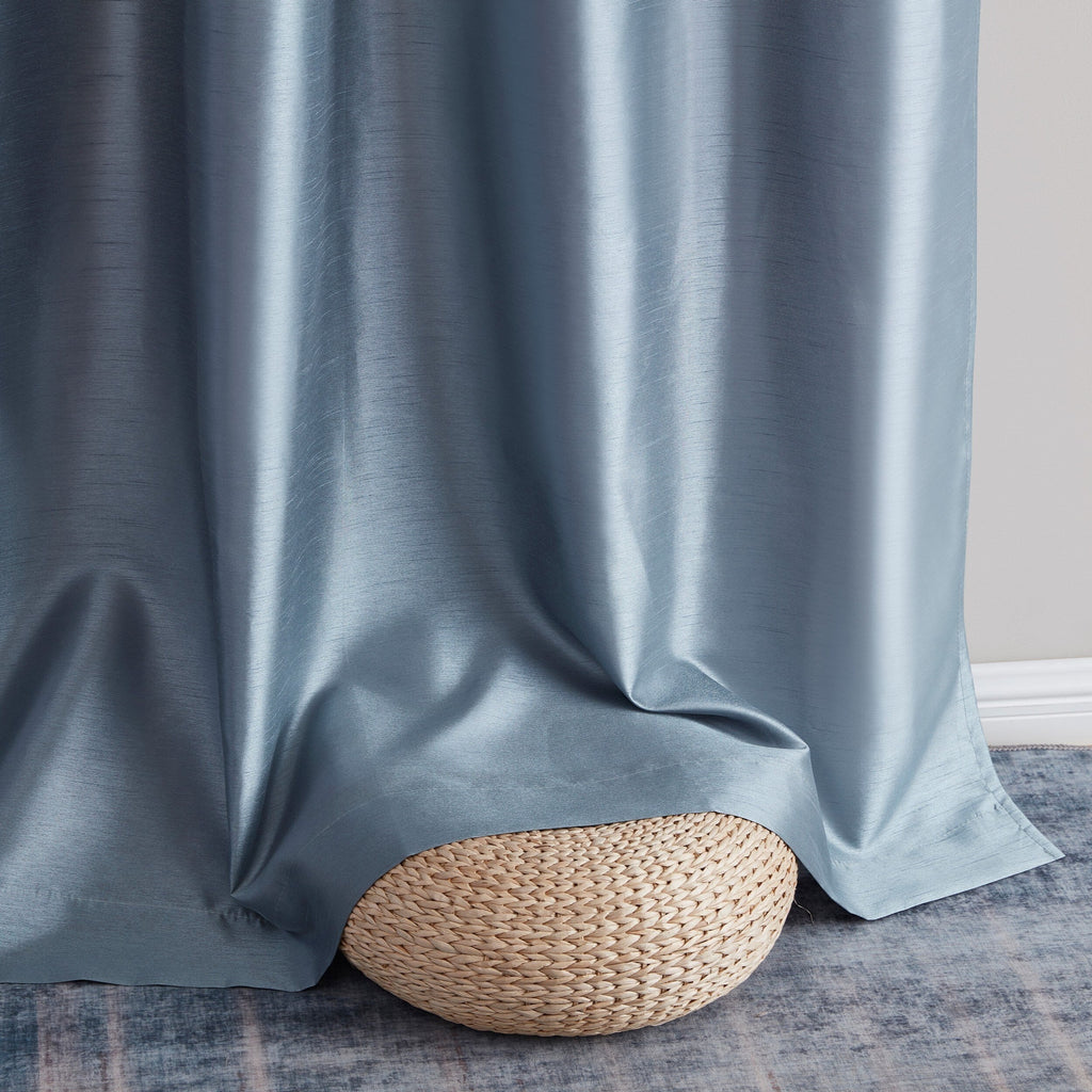 HLC.me Jefferson Rideau de fenêtre semi-transparent en imitation soie, filtrant la lumière, doublé, à œillets, pour chambre à coucher, 2 panneaux