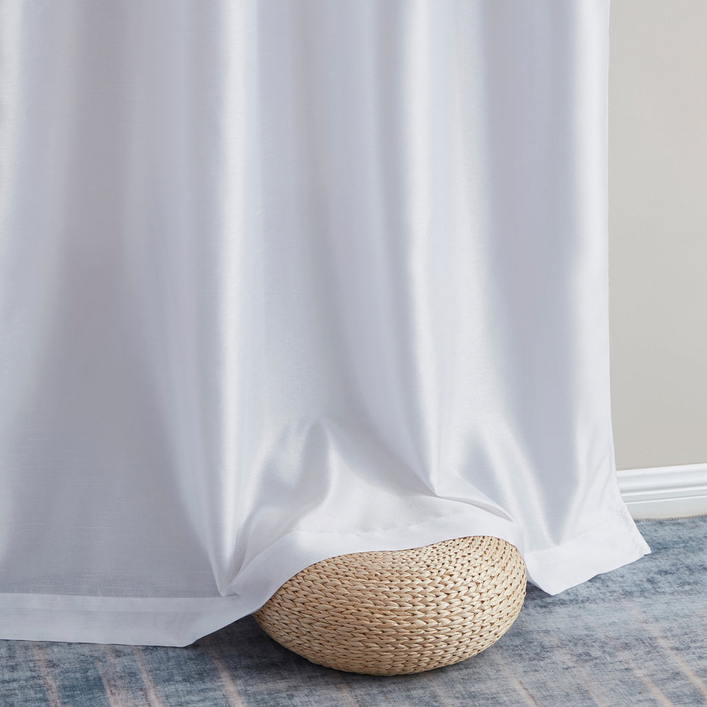 HLC.me Jefferson Rideau de fenêtre semi-transparent en imitation soie, filtrant la lumière, doublé, à œillets, pour chambre à coucher, 2 panneaux