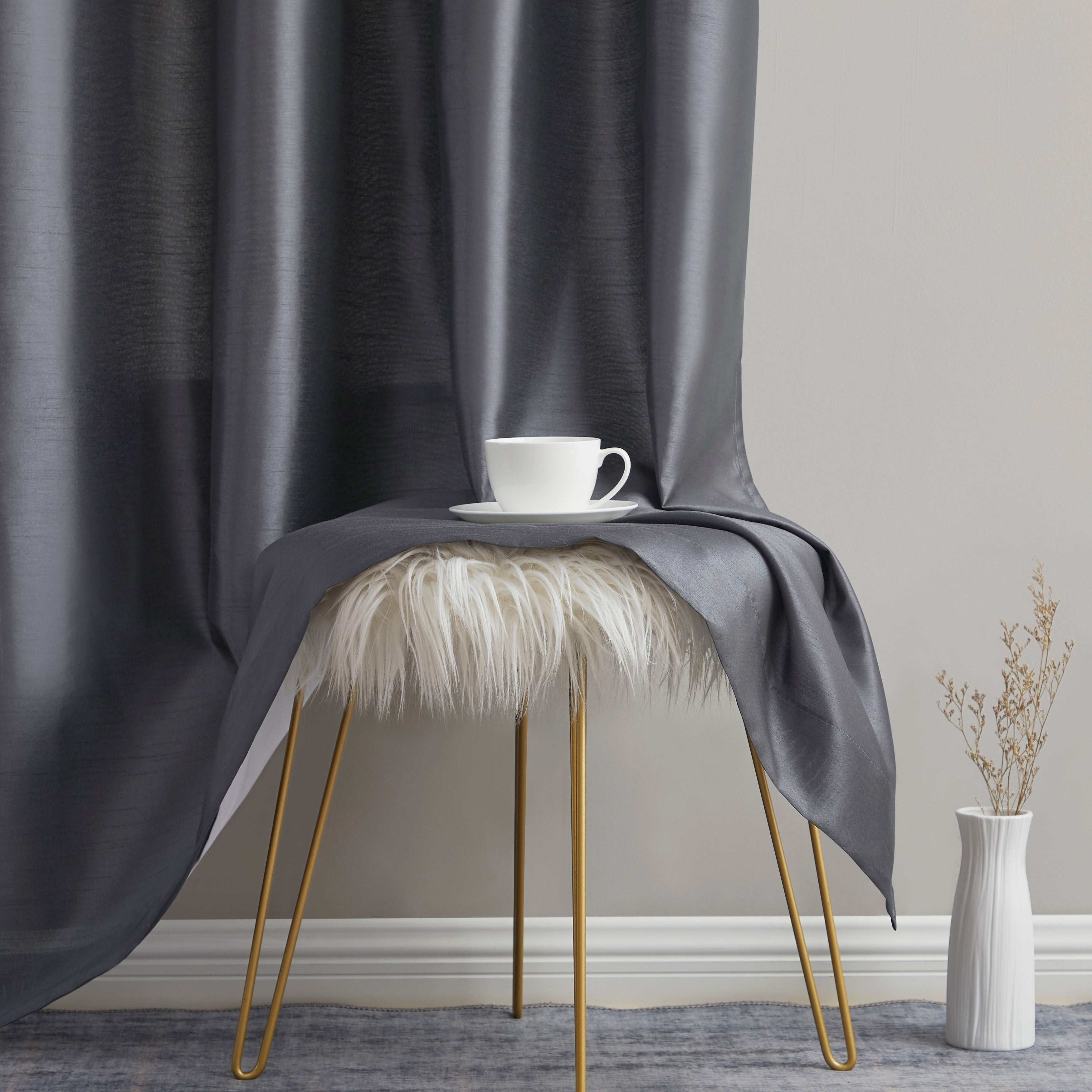 HLC.me Jefferson Rideau de fenêtre semi-transparent en imitation soie, filtrant la lumière, doublé, à œillets, pour chambre à coucher, 2 panneaux