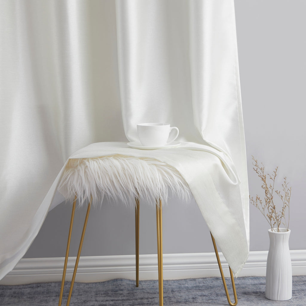 HLC.me Jefferson Rideau de fenêtre semi-transparent en imitation soie, filtrant la lumière, doublé, à œillets, pour chambre à coucher, 2 panneaux
