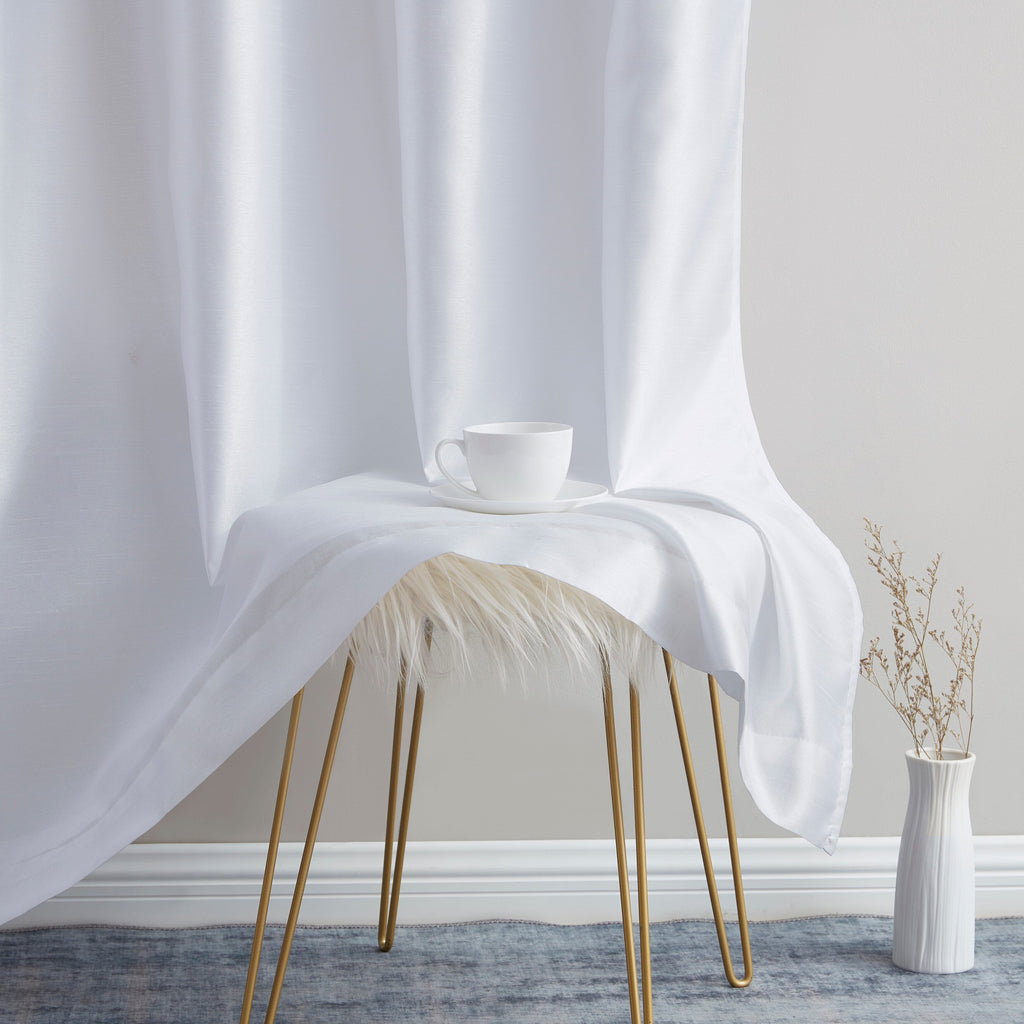 HLC.me Jefferson Rideau de fenêtre semi-transparent en imitation soie, filtrant la lumière, doublé, à œillets, pour chambre à coucher, 2 panneaux