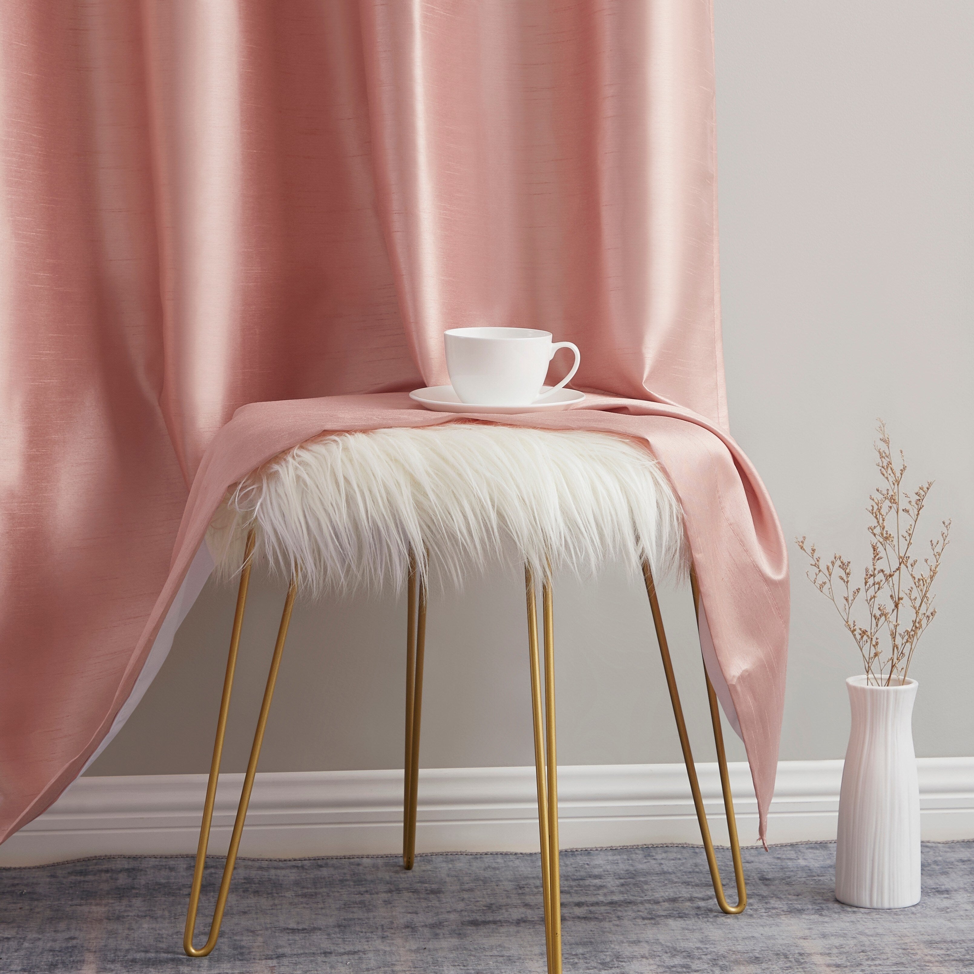 HLC.me Jefferson Rideau de fenêtre semi-transparent en imitation soie, filtrant la lumière, doublé, à œillets, pour chambre à coucher, 2 panneaux