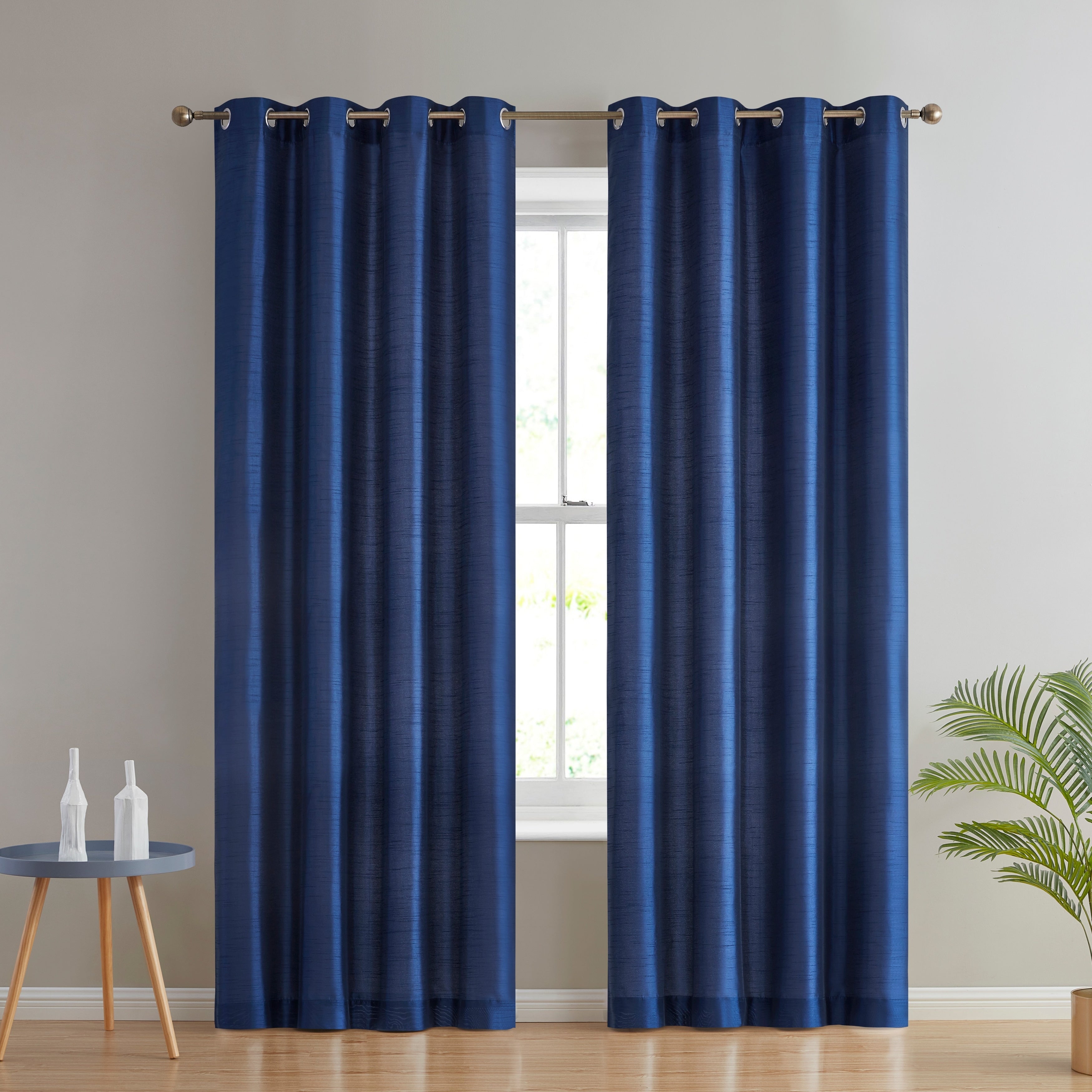 HLC.me Jefferson Rideau de fenêtre semi-transparent en imitation soie, filtrant la lumière, doublé, à œillets, pour chambre à coucher, 2 panneaux