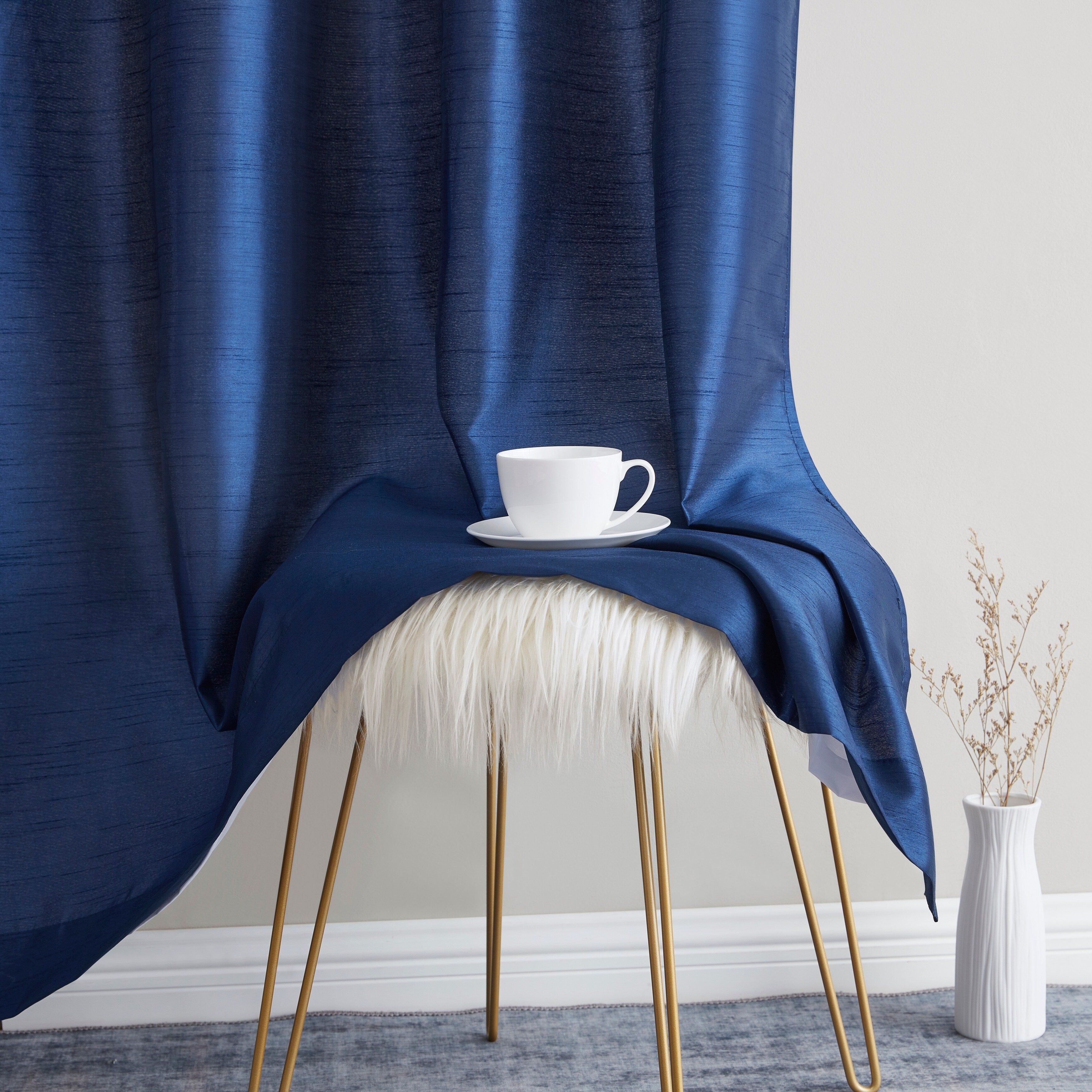 HLC.me Jefferson Rideau de fenêtre semi-transparent en imitation soie, filtrant la lumière, doublé, à œillets, pour chambre à coucher, 2 panneaux