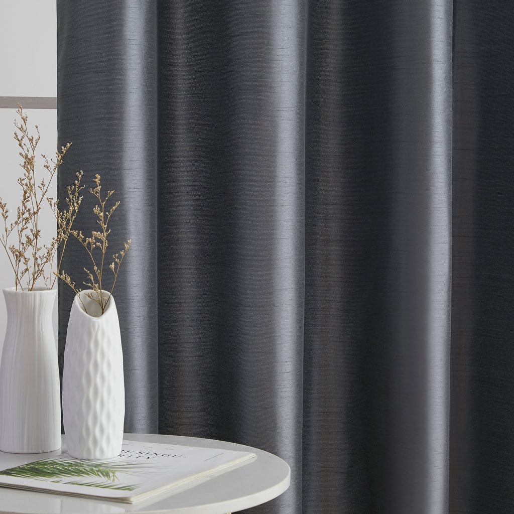 HLC.me Jefferson Rideau de fenêtre semi-transparent en imitation soie, filtrant la lumière, doublé, à œillets, pour chambre à coucher, 2 panneaux