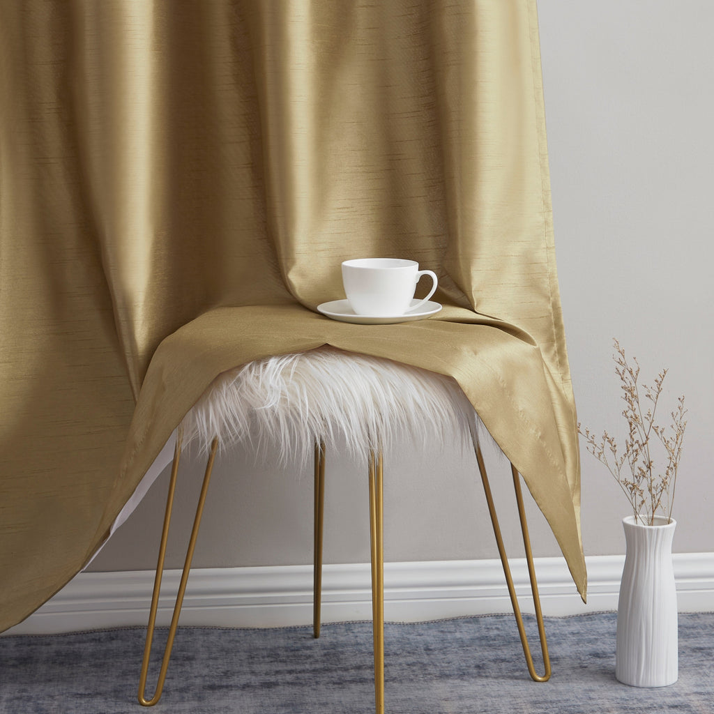HLC.me Jefferson Rideau de fenêtre semi-transparent en imitation soie, filtrant la lumière, doublé, à œillets, pour chambre à coucher, 2 panneaux