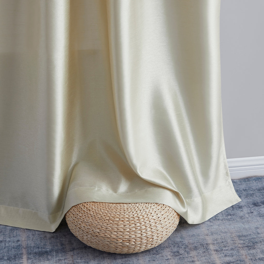 HLC.me Jefferson Rideau de fenêtre semi-transparent en imitation soie, filtrant la lumière, doublé, à œillets, pour chambre à coucher, 2 panneaux