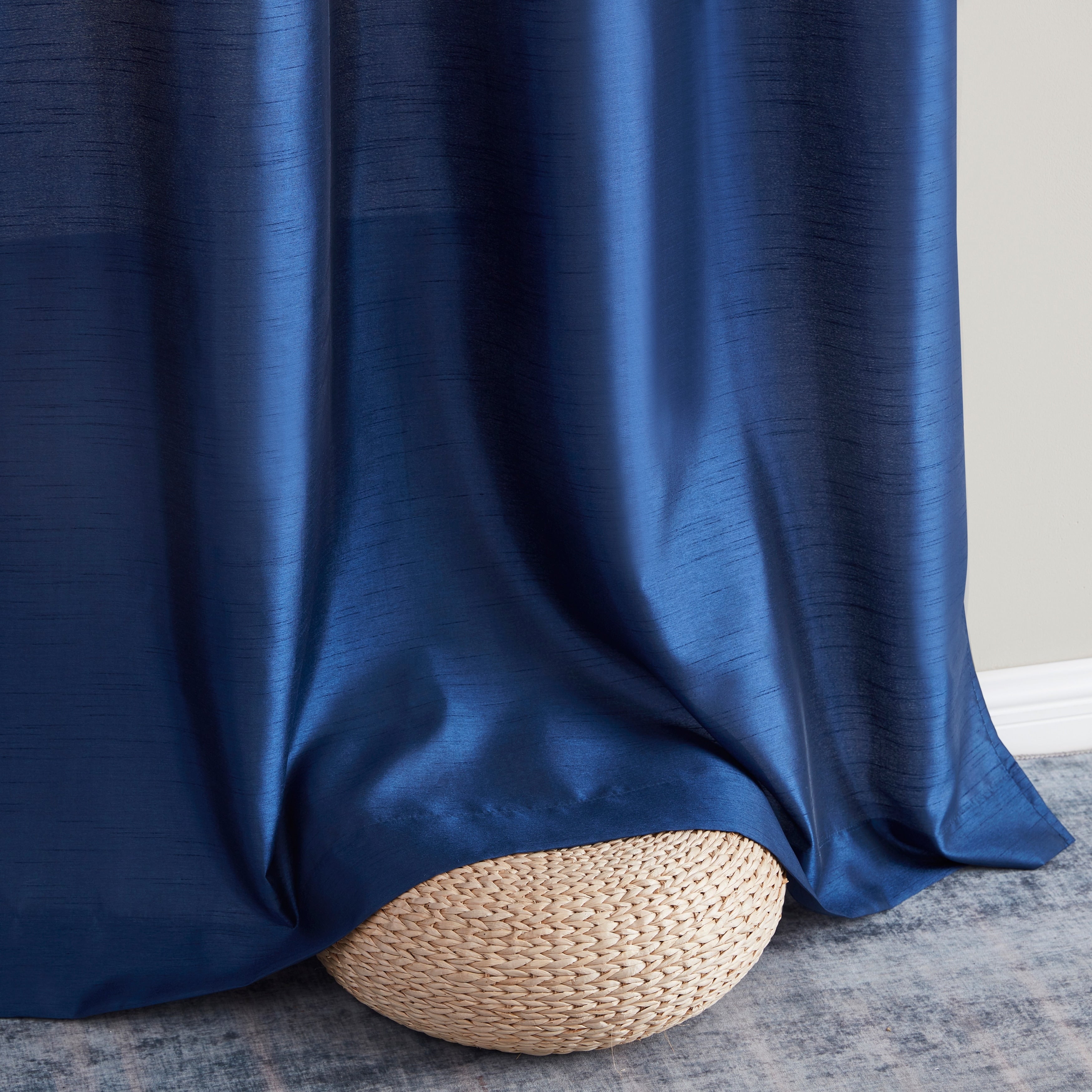 HLC.me Jefferson Rideau de fenêtre semi-transparent en imitation soie, filtrant la lumière, doublé, à œillets, pour chambre à coucher, 2 panneaux