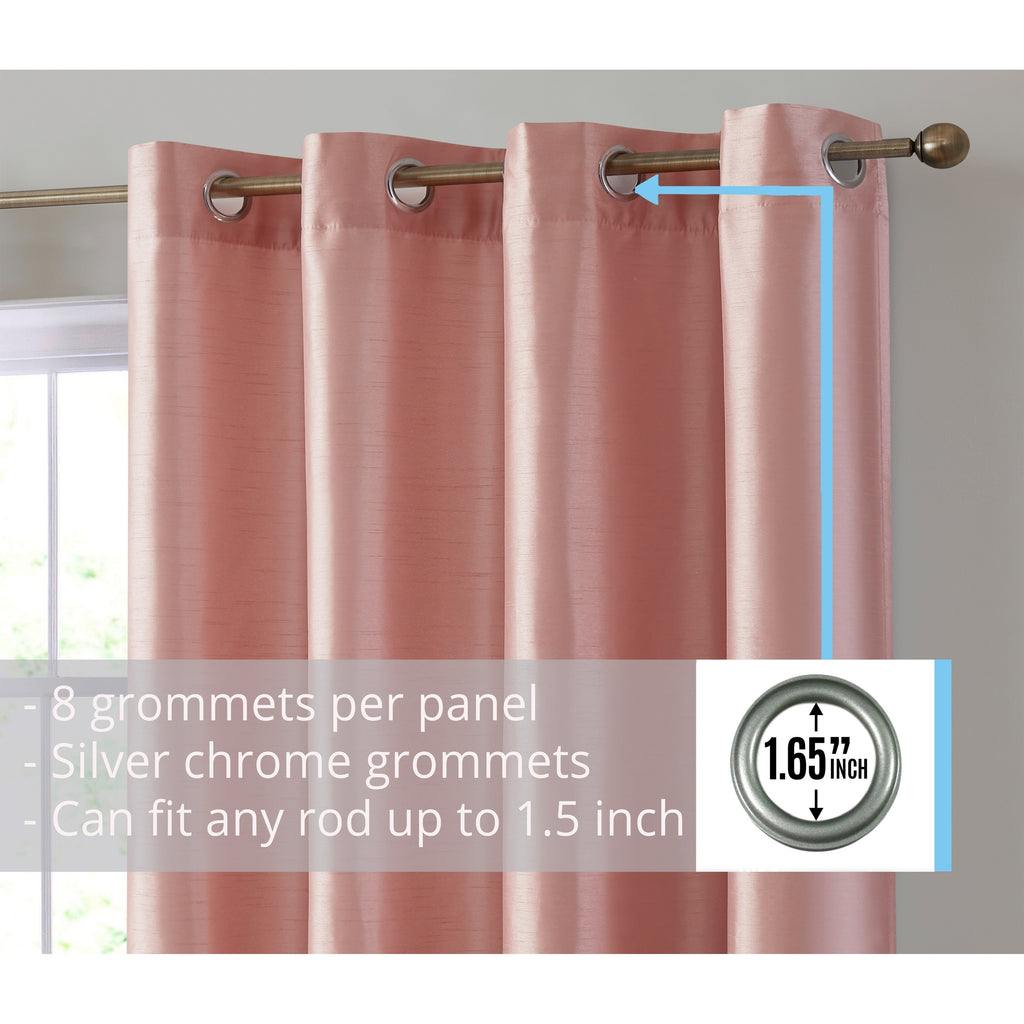 HLC.me Jefferson Rideau de fenêtre semi-transparent en imitation soie, filtrant la lumière, doublé, à œillets, pour chambre à coucher, 2 panneaux