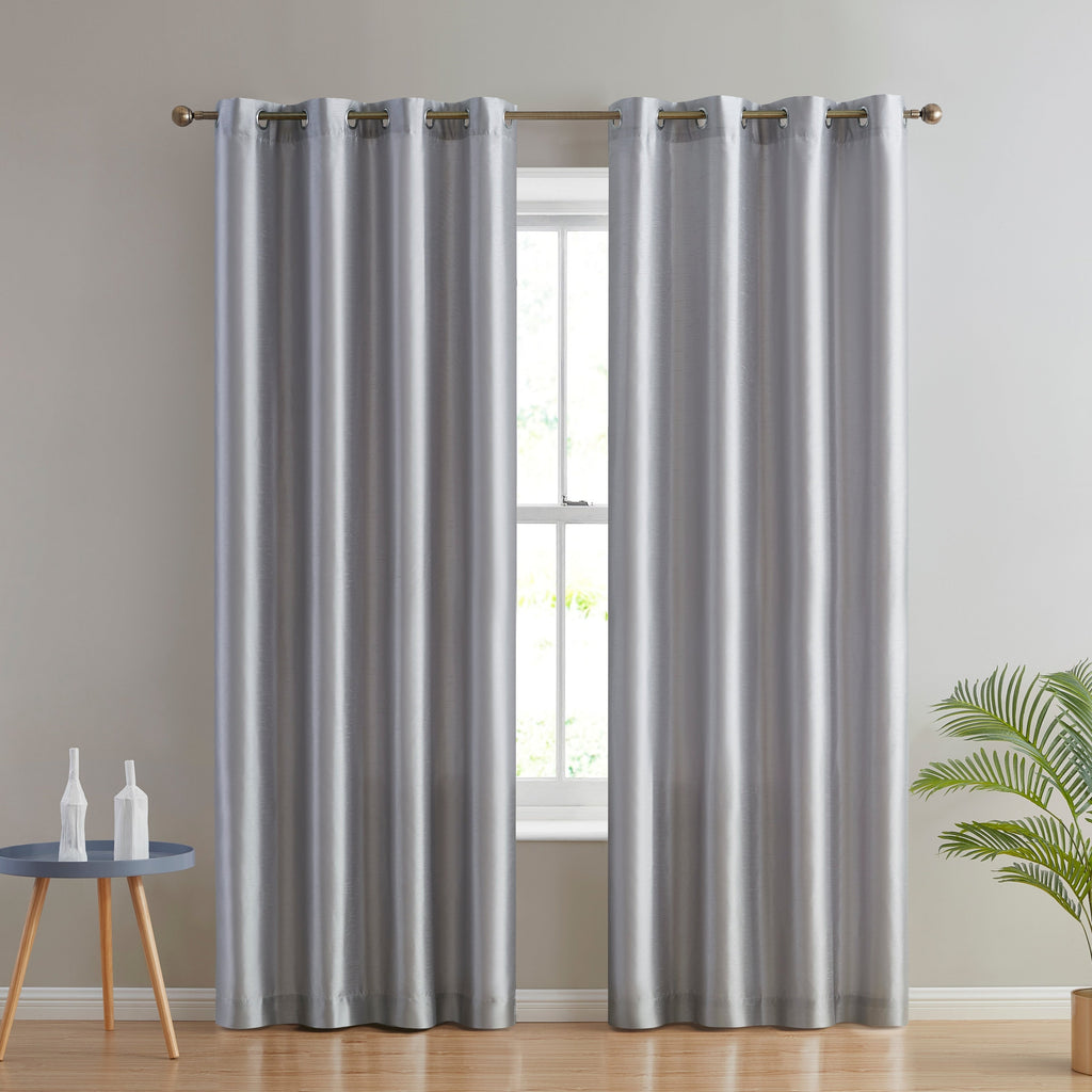 HLC.me Jefferson Rideau de fenêtre semi-transparent en imitation soie, filtrant la lumière, doublé, à œillets, pour chambre à coucher, 2 panneaux