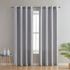 HLC.me Jefferson Rideau de fenêtre semi-transparent en imitation soie, filtrant la lumière, doublé, à œillets, pour chambre à coucher, 2 panneaux
