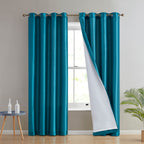 HLC.me Jefferson Rideau de fenêtre semi-transparent en imitation soie, filtrant la lumière, doublé, à œillets, pour chambre à coucher, 2 panneaux