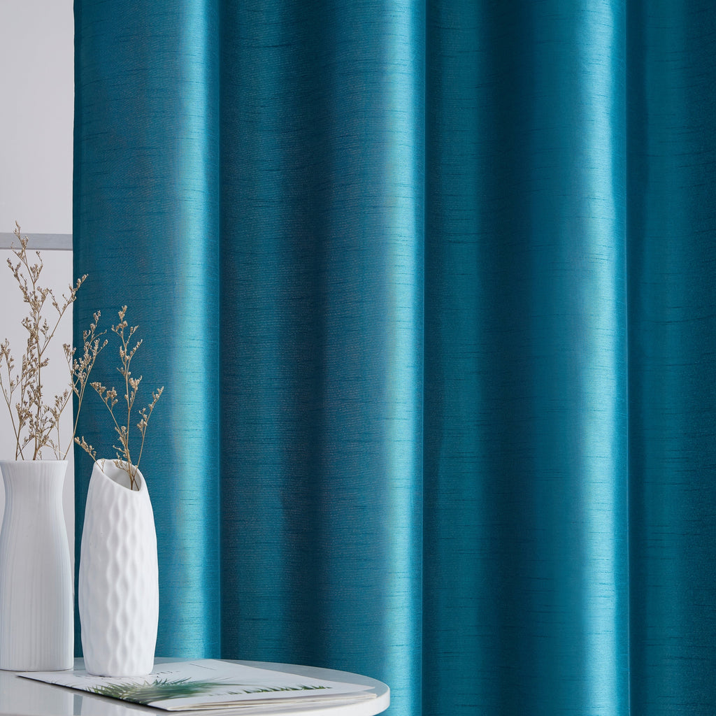 HLC.me Jefferson Rideau de fenêtre semi-transparent en imitation soie, filtrant la lumière, doublé, à œillets, pour chambre à coucher, 2 panneaux