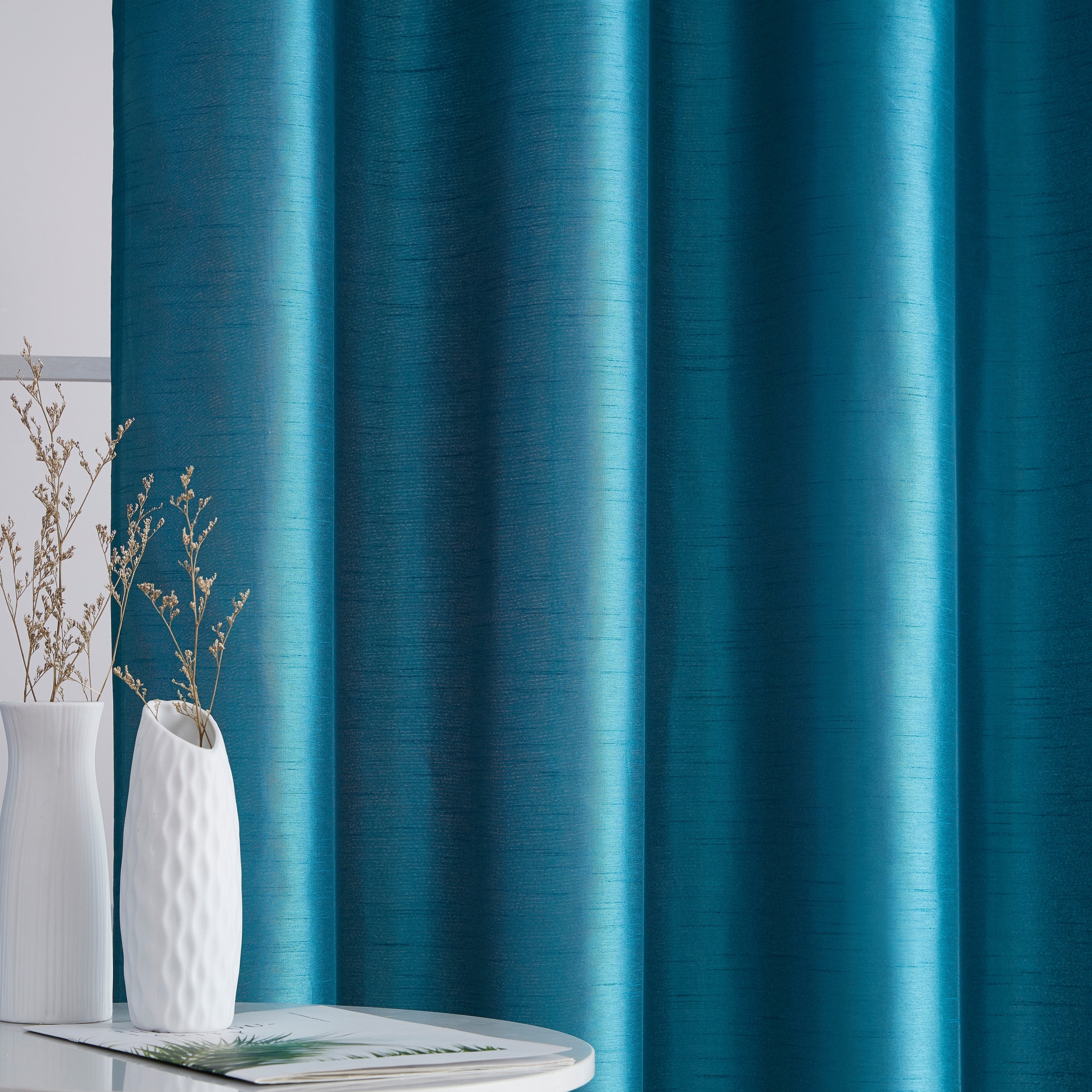 HLC.me Jefferson Rideau de fenêtre semi-transparent en imitation soie, filtrant la lumière, doublé, à œillets, pour chambre à coucher, 2 panneaux