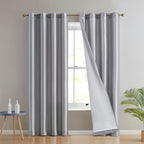 HLC.me Jefferson Rideau de fenêtre semi-transparent en imitation soie, filtrant la lumière, doublé, à œillets, pour chambre à coucher, 2 panneaux