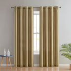 HLC.me Jefferson Rideau de fenêtre semi-transparent en imitation soie, filtrant la lumière, doublé, à œillets, pour chambre à coucher, 2 panneaux