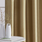 HLC.me Jefferson Rideau de fenêtre semi-transparent en imitation soie, filtrant la lumière, doublé, à œillets, pour chambre à coucher, 2 panneaux