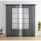 HLC.me Lauren Lot de 2 rideaux semi-transparents avec passe-tringle et languette arrière