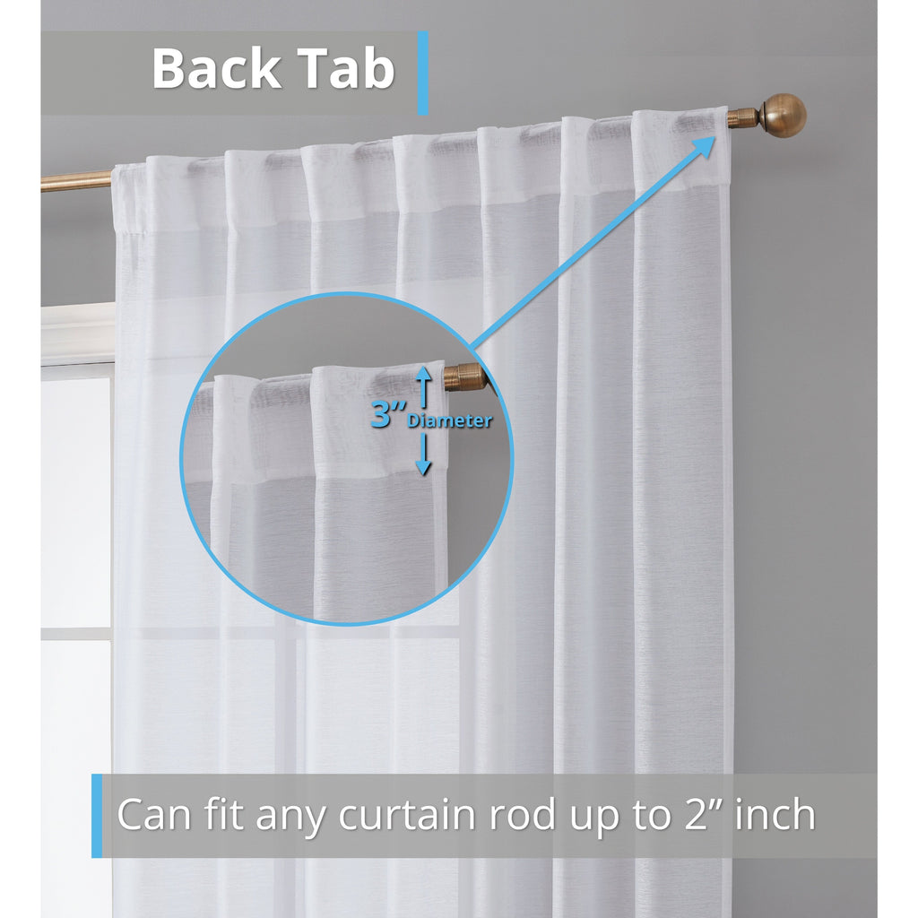 HLC.me Lauren Lot de 2 rideaux semi-transparents avec passe-tringle et languette arrière
