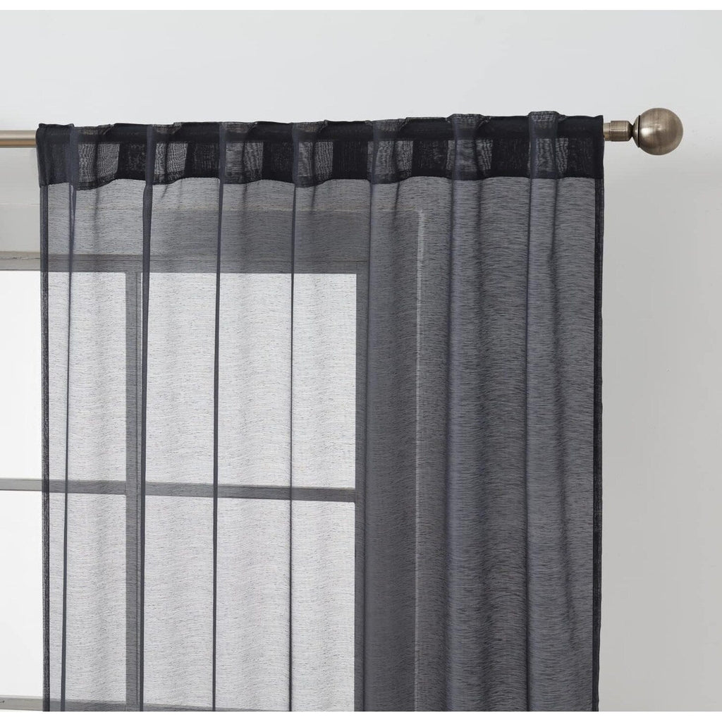 HLC.me Lauren Lot de 2 rideaux semi-transparents avec passe-tringle et languette arrière