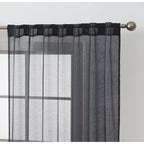HLC.me Lauren Lot de 2 rideaux semi-transparents avec passe-tringle et languette arrière