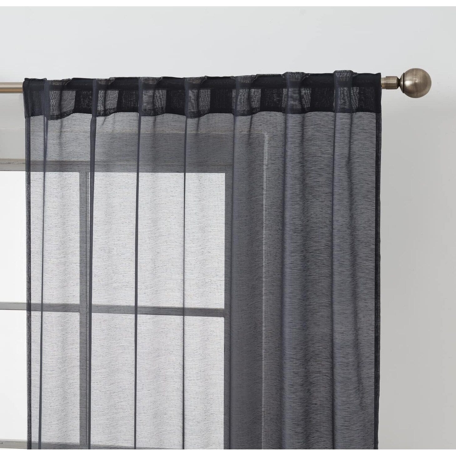 HLC.me Lauren Lot de 2 rideaux semi-transparents avec passe-tringle et languette arrière