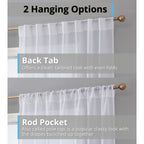 HLC.me Lauren Lot de 2 rideaux semi-transparents avec passe-tringle et languette arrière