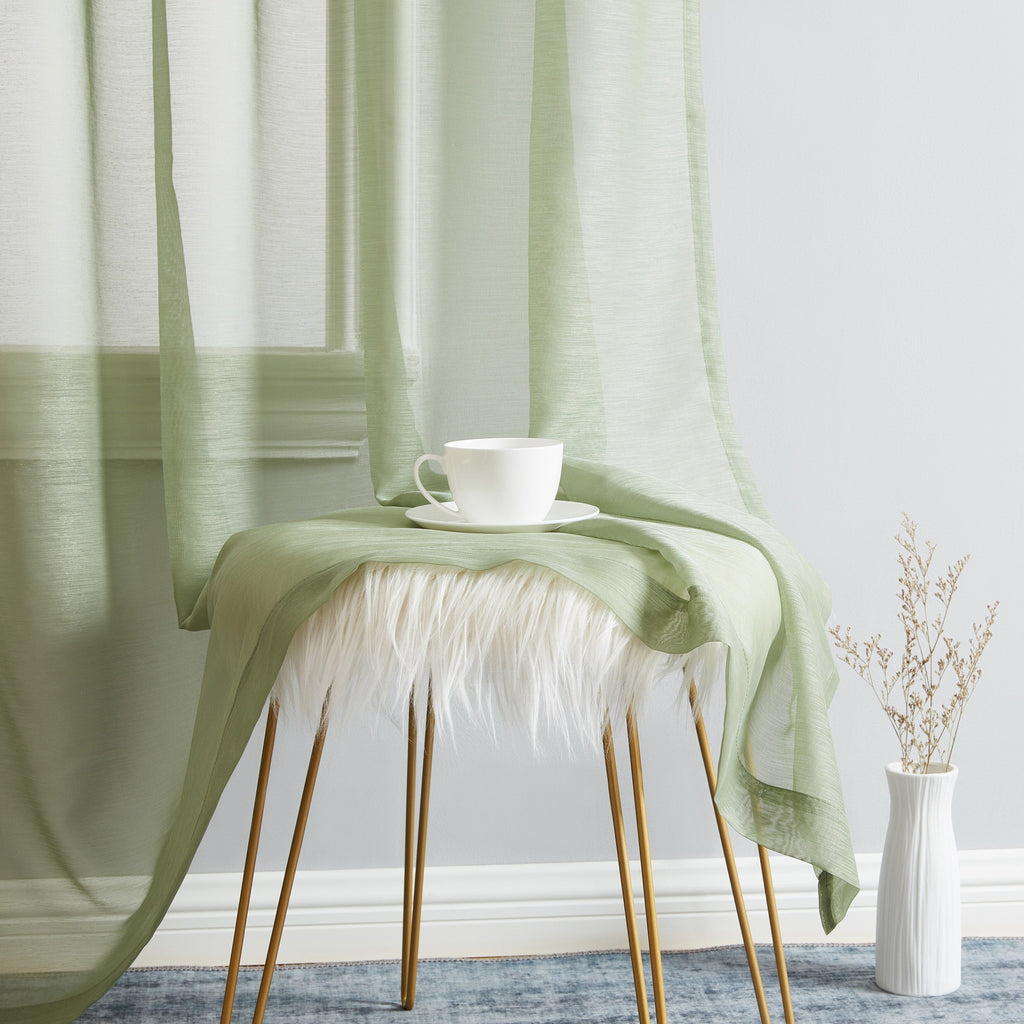 HLC.me Lauren Lot de 2 rideaux semi-transparents avec passe-tringle et languette arrière