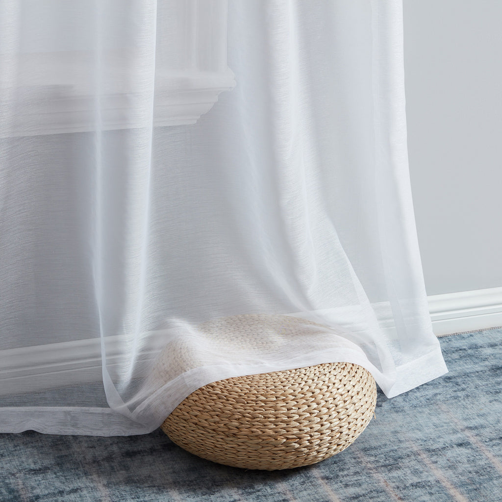 HLC.me Lauren Lot de 2 rideaux semi-transparents avec passe-tringle et languette arrière