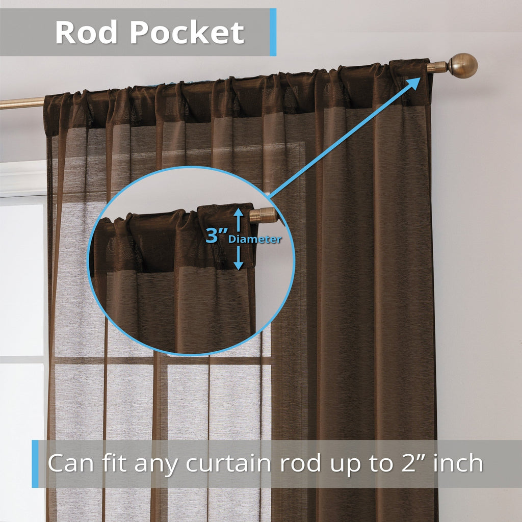HLC.me Lauren Lot de 2 rideaux semi-transparents avec passe-tringle et languette arrière