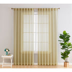 HLC.me Lauren Lot de 2 rideaux semi-transparents avec passe-tringle et languette arrière