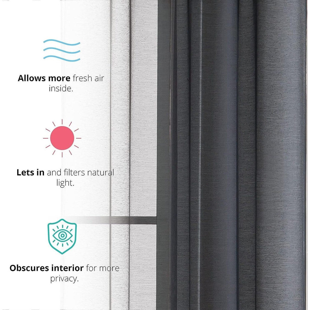 HLC.me Lauren Lot de 2 rideaux semi-transparents avec passe-tringle et languette arrière