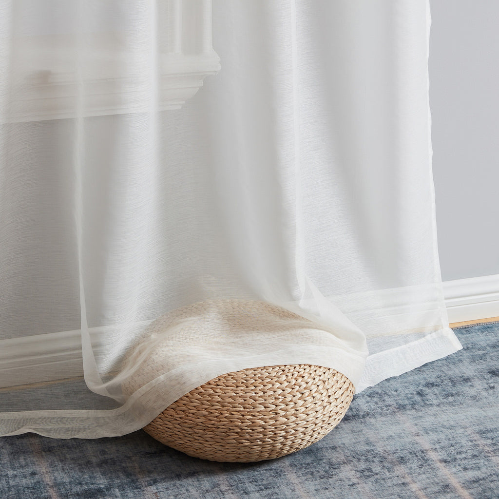 HLC.me Lauren Lot de 2 rideaux semi-transparents avec passe-tringle et languette arrière