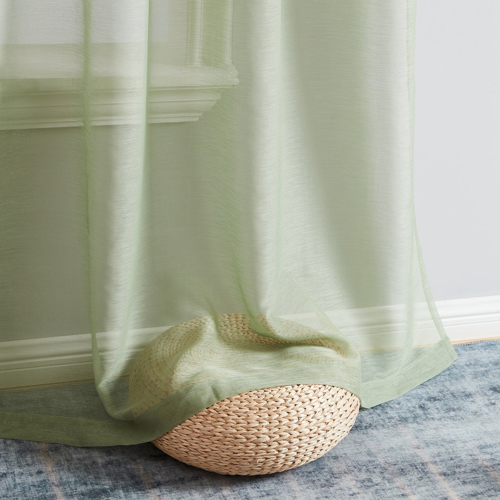 HLC.me Lauren Lot de 2 rideaux semi-transparents avec passe-tringle et languette arrière