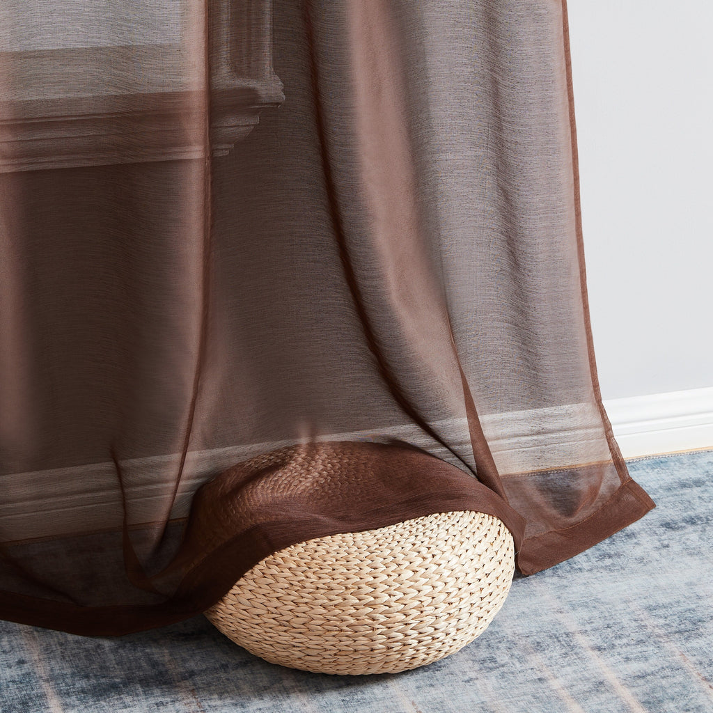 HLC.me Lauren Lot de 2 rideaux semi-transparents avec passe-tringle et languette arrière