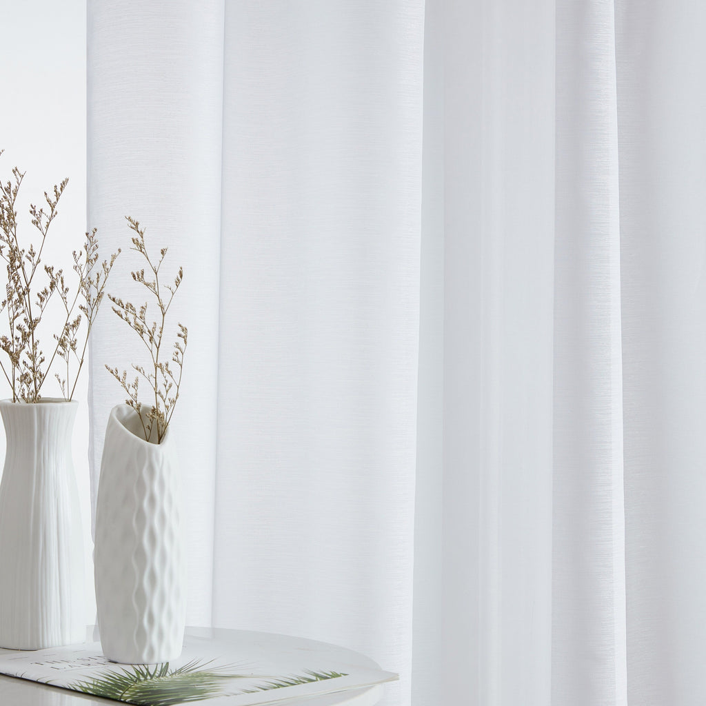 HLC.me Lauren Lot de 2 rideaux semi-transparents avec passe-tringle et languette arrière