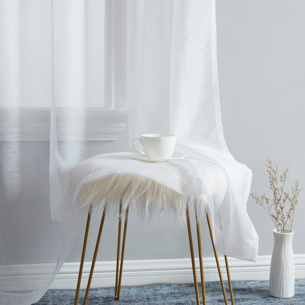 HLC.me Lauren Lot de 2 rideaux semi-transparents avec passe-tringle et languette arrière