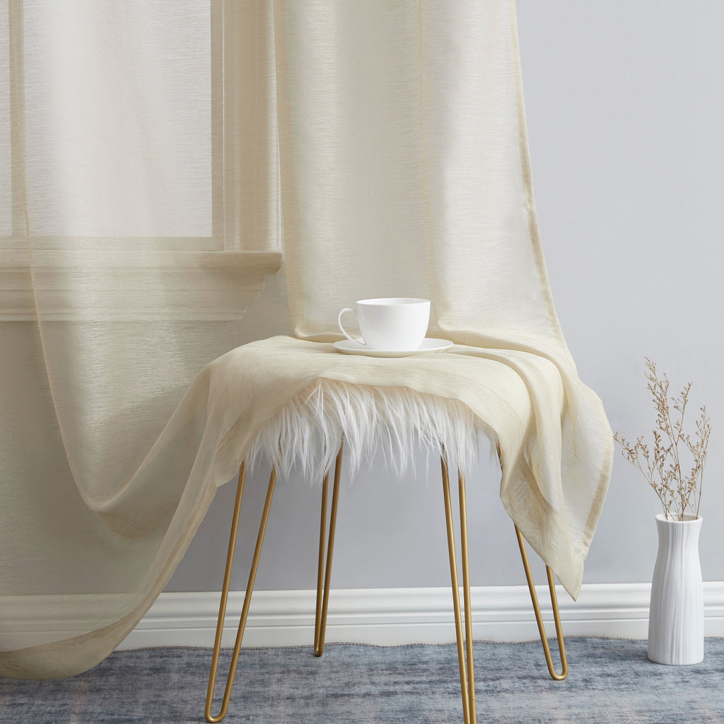 HLC.me Lauren Lot de 2 rideaux semi-transparents avec passe-tringle et languette arrière