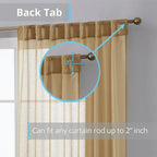 HLC.me Lauren Lot de 2 rideaux semi-transparents avec passe-tringle et languette arrière