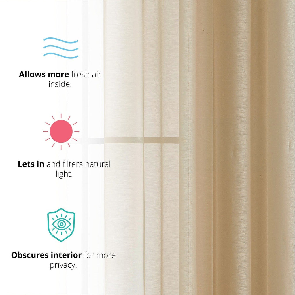 HLC.me Lauren Lot de 2 rideaux semi-transparents avec passe-tringle et languette arrière