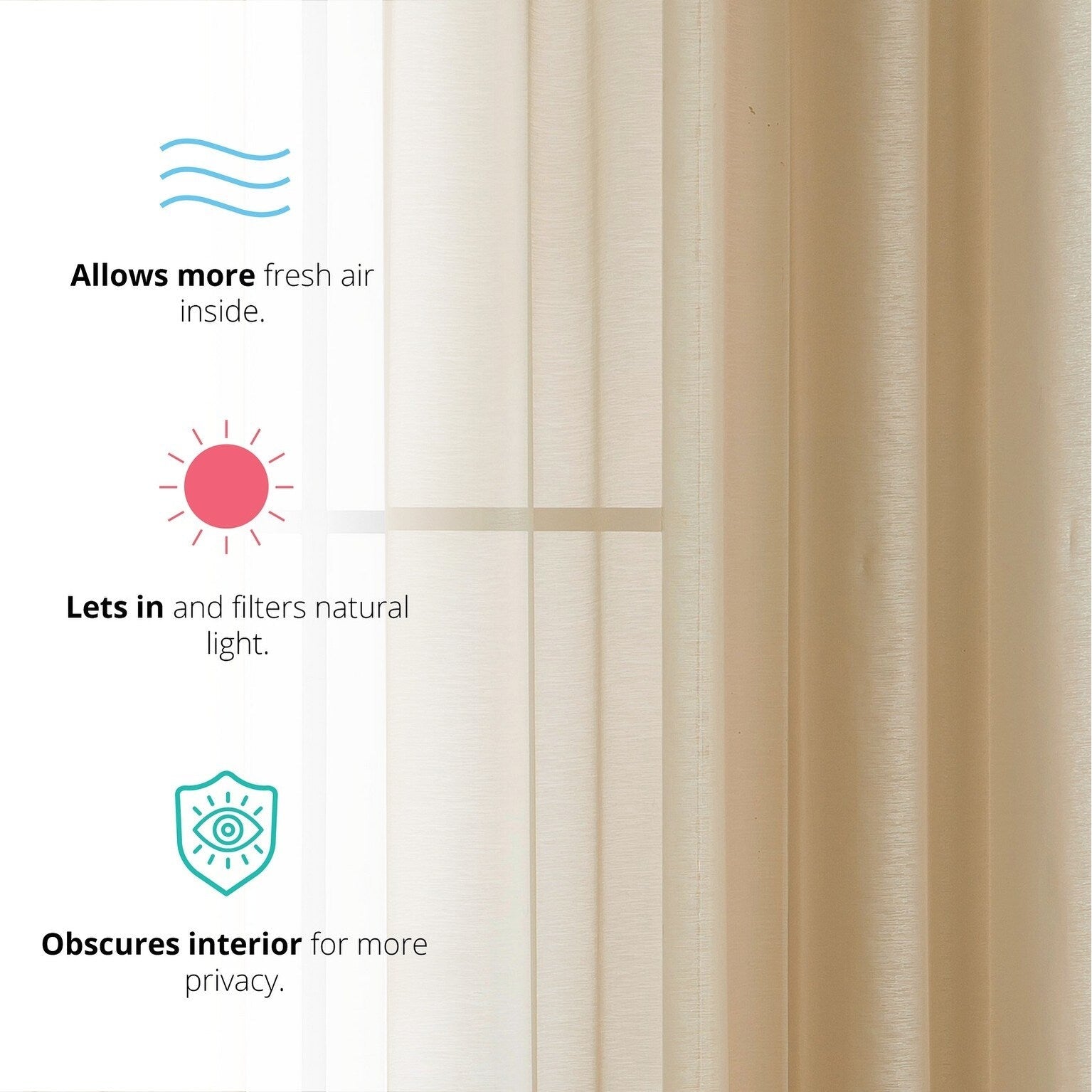 HLC.me Lauren Lot de 2 rideaux semi-transparents avec passe-tringle et languette arrière