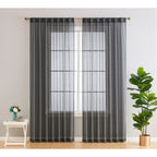 HLC.me Lauren Lot de 2 rideaux semi-transparents avec passe-tringle et languette arrière