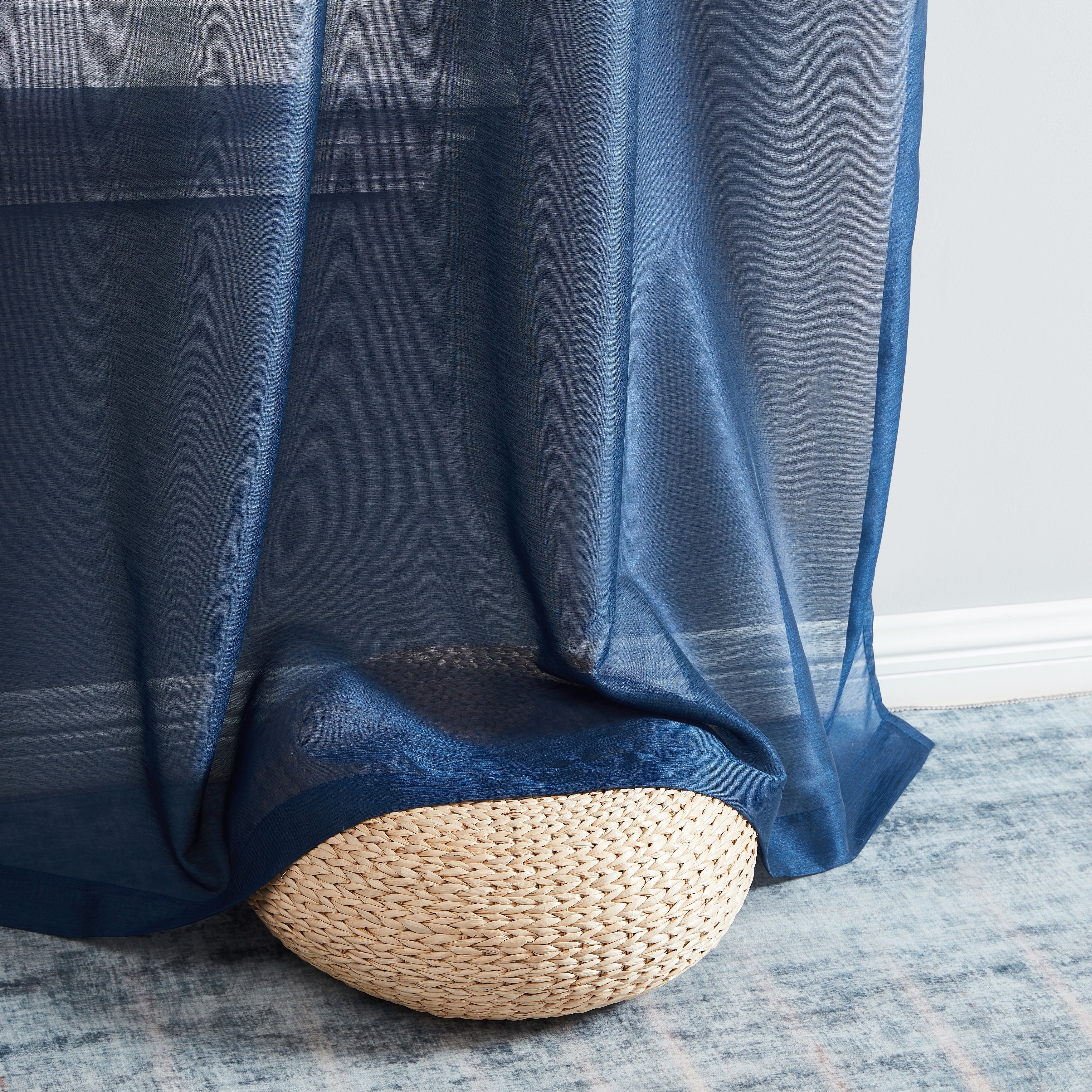 HLC.me Lauren Lot de 2 rideaux semi-transparents avec passe-tringle et languette arrière