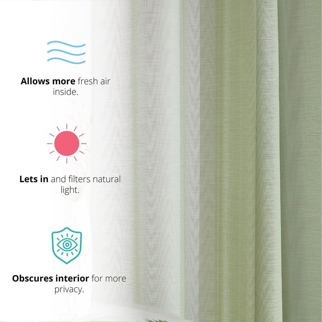 HLC.me Lauren Lot de 2 rideaux semi-transparents avec passe-tringle et languette arrière