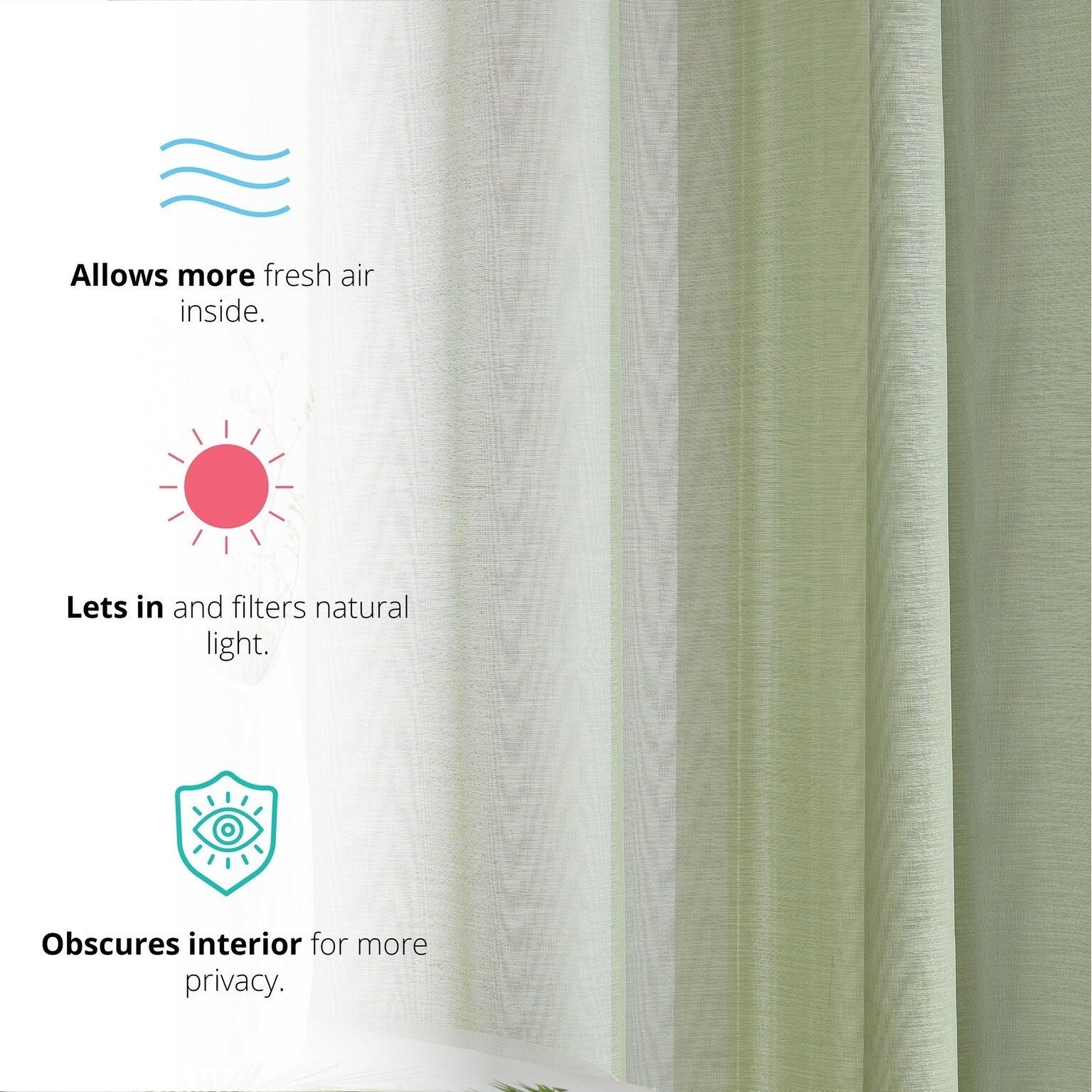 HLC.me Lauren Lot de 2 rideaux semi-transparents avec passe-tringle et languette arrière