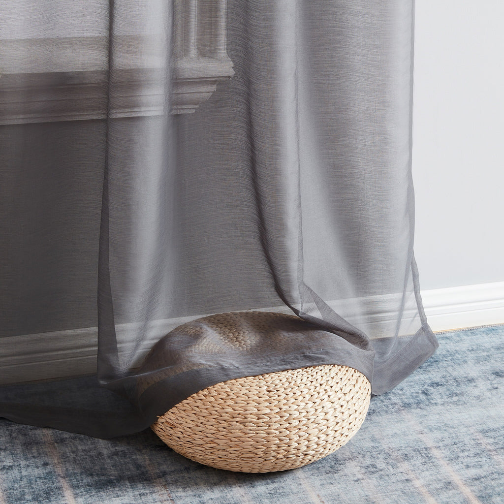 HLC.me Lauren Lot de 2 rideaux semi-transparents avec passe-tringle et languette arrière