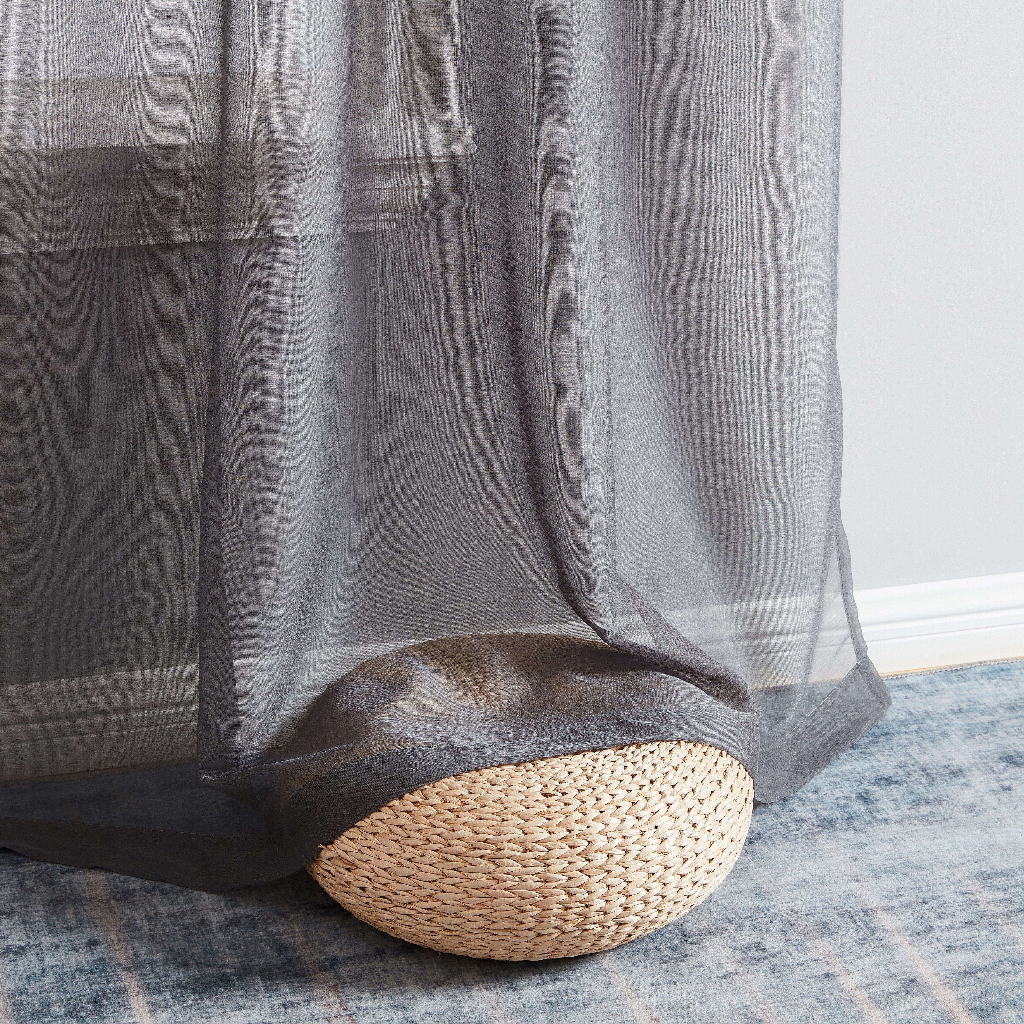 HLC.me Lauren Lot de 2 rideaux semi-transparents avec passe-tringle et languette arrière