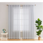 HLC.me Lauren Lot de 2 rideaux semi-transparents avec passe-tringle et languette arrière